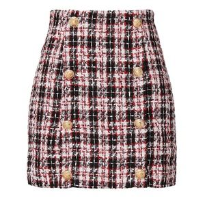 Lioness Red and Black Plaid Skirt